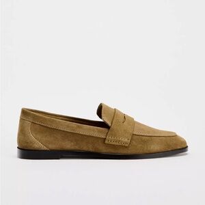 ZARA BRAND NEW Women's Tan Suede Penny Loafers Slip On Mule